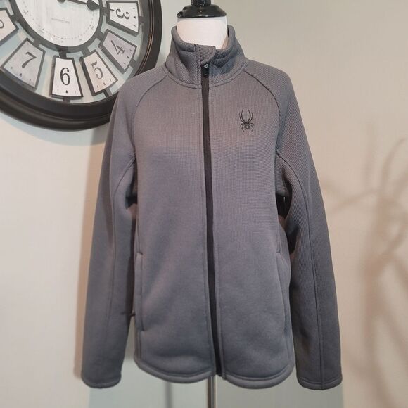 Spyder Gray Full Zip  Knit Jacket Size Small Petite - Picture 1 of 13
